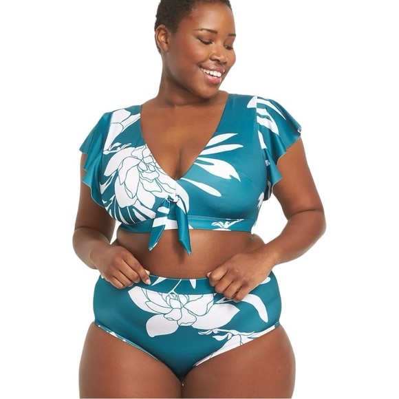 Lane Bryant Mid-Waist Swim Brief in Surf Floral - Picture 3 of 3